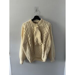 Quills Woolen Market Cream Cable Knit Sweat W Gloves Women's